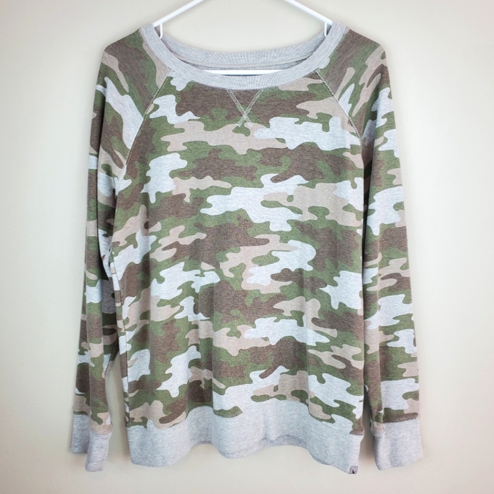 Eddie Bauer Size L Gray Green Brown Camo Long Sleeve Shirt